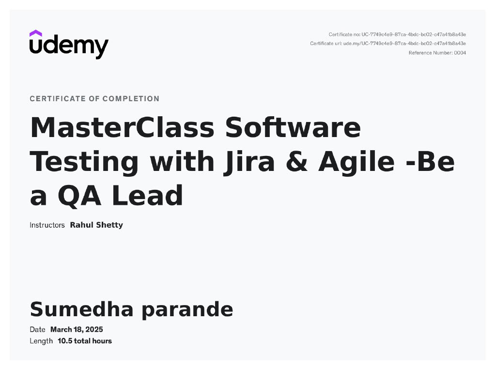 MasterClass: Software Testing with Jira & Agile